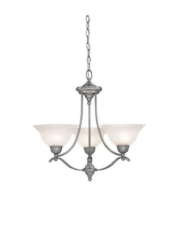 Designers Fountain Lighting 5693 PW Palladium Collection Three Light Hanging Chandeiler in Pewter Finish