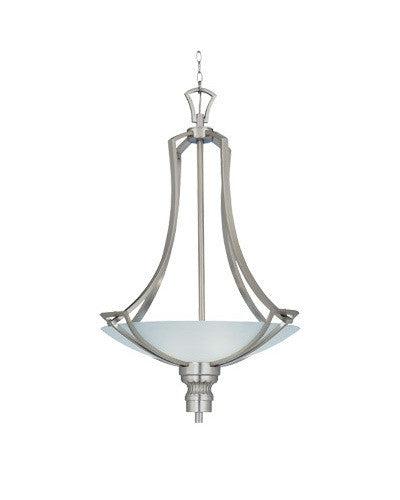 Designers Fountain Lighting 5716 SP Laressa Collection Three Light Pendant Bowl Chandelier in Satin Platinum Finish