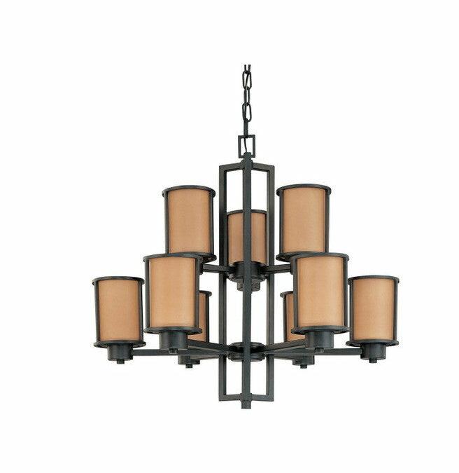 Nuvo Lighting 60-43829LED Odeon Collection Nine Light Energy Star Efficient GU24 Chandelier in Aged Bronze Finish