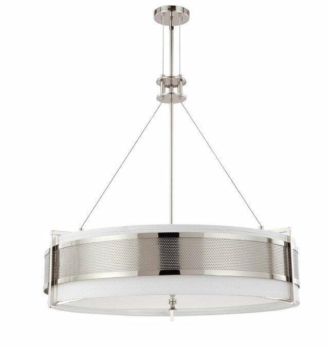 Nuvo Lighting 60-4334 Diesel Collection Six Light Energy Star Efficient Fluorescent GU24 Pendant Chandelier in Polished Nickel Finish