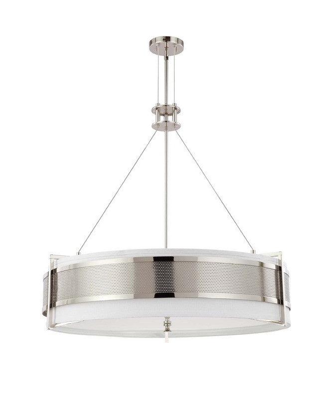 Nuvo Lighting 60-4334 Diesel Collection Six Light Energy Star Efficient Fluorescent GU24 Pendant Chandelier in Polished Nickel Finish