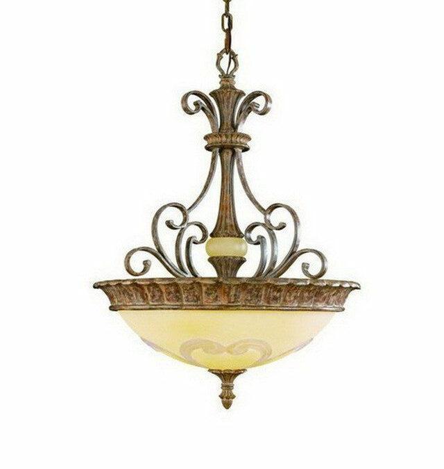 Kichler Lighting 3435 APC Crosswell Collection Three Light Pendant Chandelier in Aged Pecan Finish