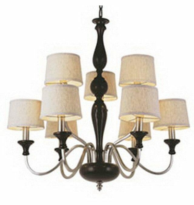 Trans Globe Lighting 6309 Nine Light Chandelier in Brown Wood and Pewter Finish