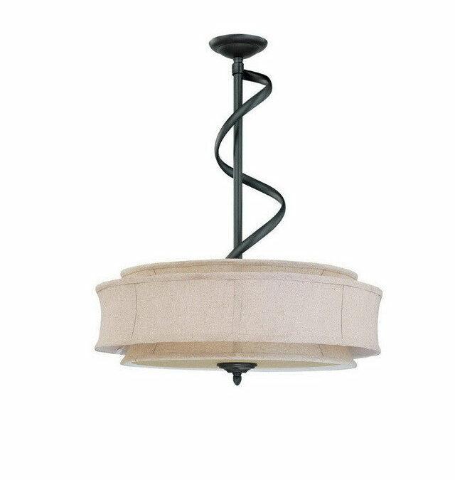 Nuvo Lighting 60-3871 Darwin Collection Three Light Energy Star Efficient Fluorescent GU24 Pendant Chandelier in Aged Bronze Finish
