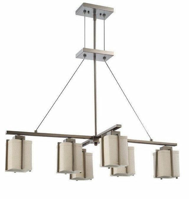 Nuvo Lighting 60-4071 Logan Island Collection Six Light Energy Star Efficient Fluorescent GU24 Island Chandelier in Hazel Bronze Finish