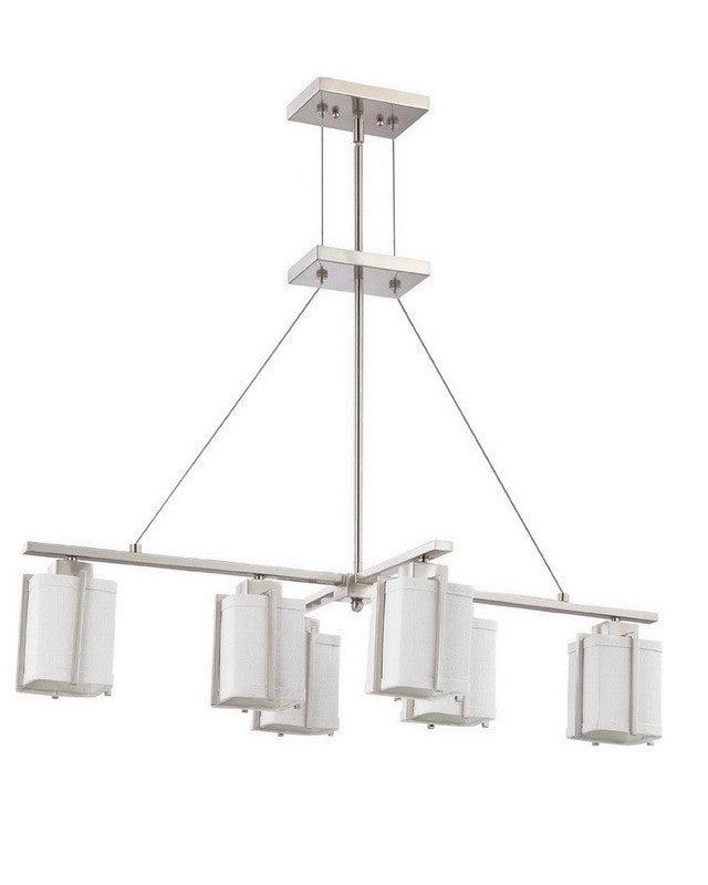 Nuvo Lighting 60-4371 Logan Island Collection Six Light Energy Star Efficient Fluorescent GU24 Island Chandelier in Brushed Nickel Finish