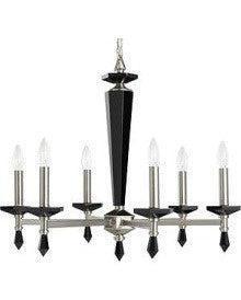Kichler Lighting 1689 BLC Adrianna Collection Six Light Chandelier in Polished Pewter Finish With Black Crystal