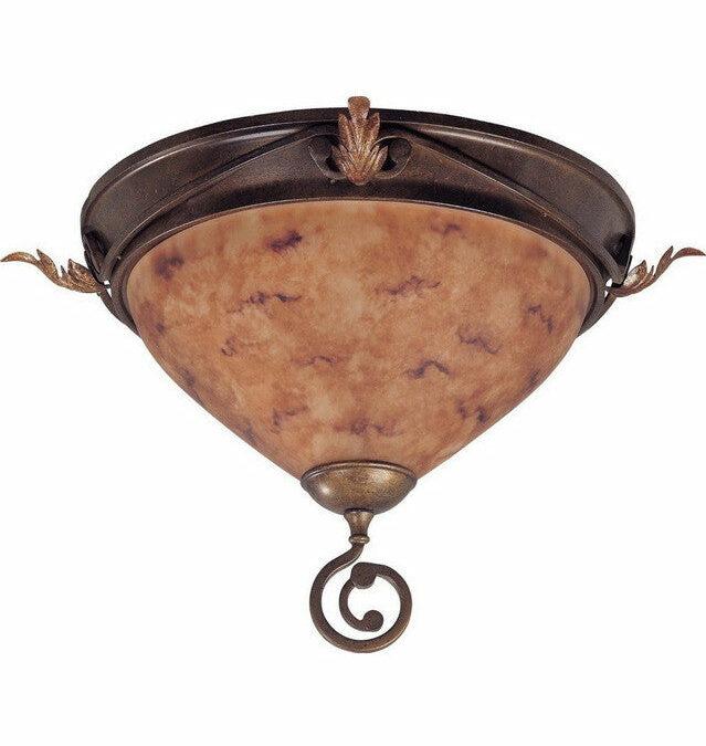 Nuvo Lighting 60-1523 Marmount Collection Two Light Flush Ceiling Fixture in Antique Gold Finish