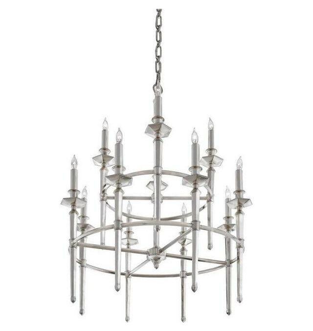 Quoizel Lighting RFV5012HP Favray Collection Twelve Light Chandelier in Heritage Silver Plate Finish