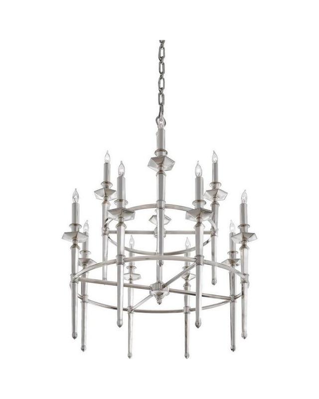 Quoizel Lighting RFV5012HP Favray Collection Twelve Light Chandelier in Heritage Silver Plate Finish