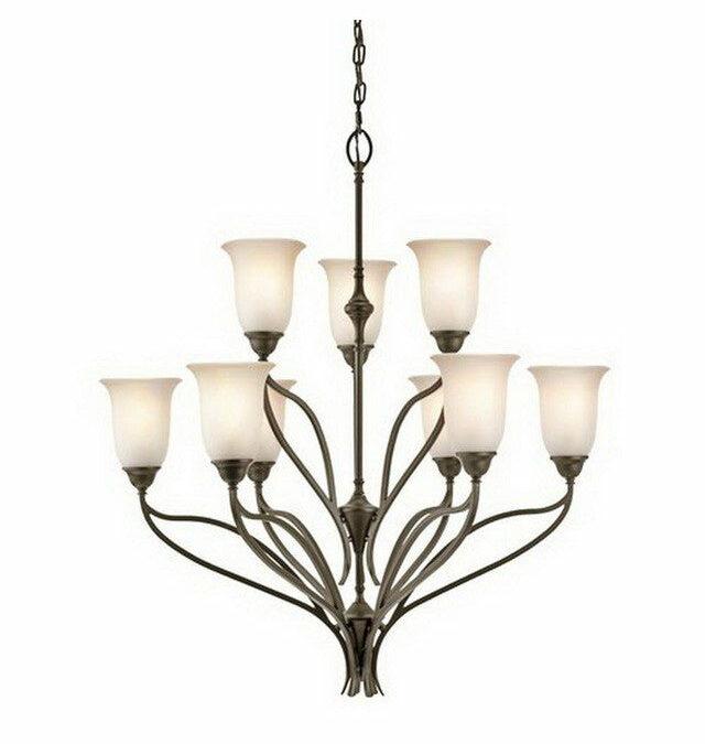 Kichler Lighting 42848 SWZ Wayland Collection Nine Light Chandelier in Shadow Bronze Finish