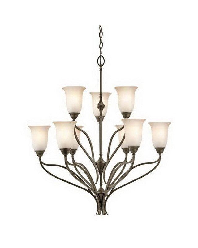 Kichler Lighting 42848 SWZ Wayland Collection Nine Light Chandelier in Shadow Bronze Finish