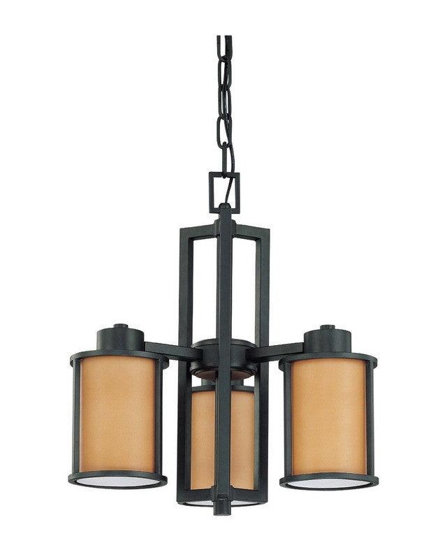 Nuvo Lighting 60-3825 Odeon Collection Three Light Energy Star Efficient Fluorescent GU24 Chandelier in Aged Bronze Finish