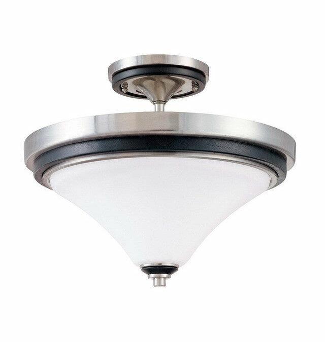Nuvo Lighting 60-2461 Keen Collection Two Light Energy Star Efficient GU24 Semi Flush Ceiling Mount in Brushed Nickel Finish
