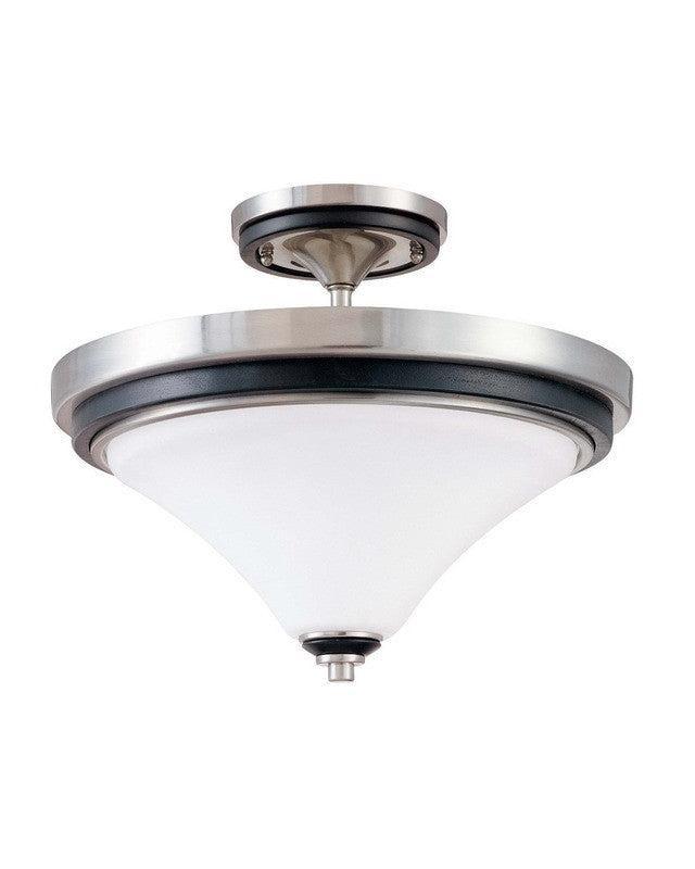Nuvo Lighting 60-2461 Keen Collection Two Light Energy Star Efficient GU24 Semi Flush Ceiling Mount in Brushed Nickel Finish