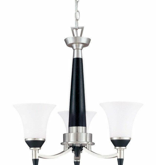 Nuvo Lighting 60-2454 Keen Collection Three Light Energy Star Efficient Fluorescent GU24 Chandelier in Brushed Nickel Finish