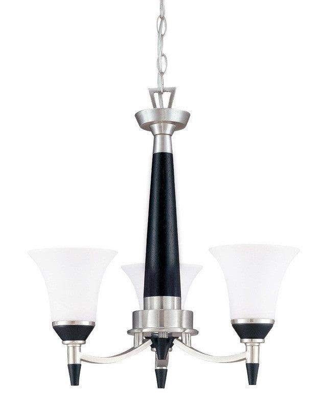 Nuvo Lighting 60-2454 Keen Collection Three Light Energy Star Efficient Fluorescent GU24 Chandelier in Brushed Nickel Finish