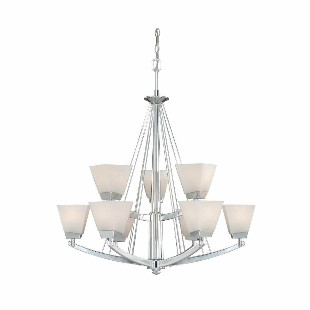 Vaxcel Lighting KD-CHU009 BN Kendall Collection Nine Light Hanging Chandelier in Polished Chrome Finish