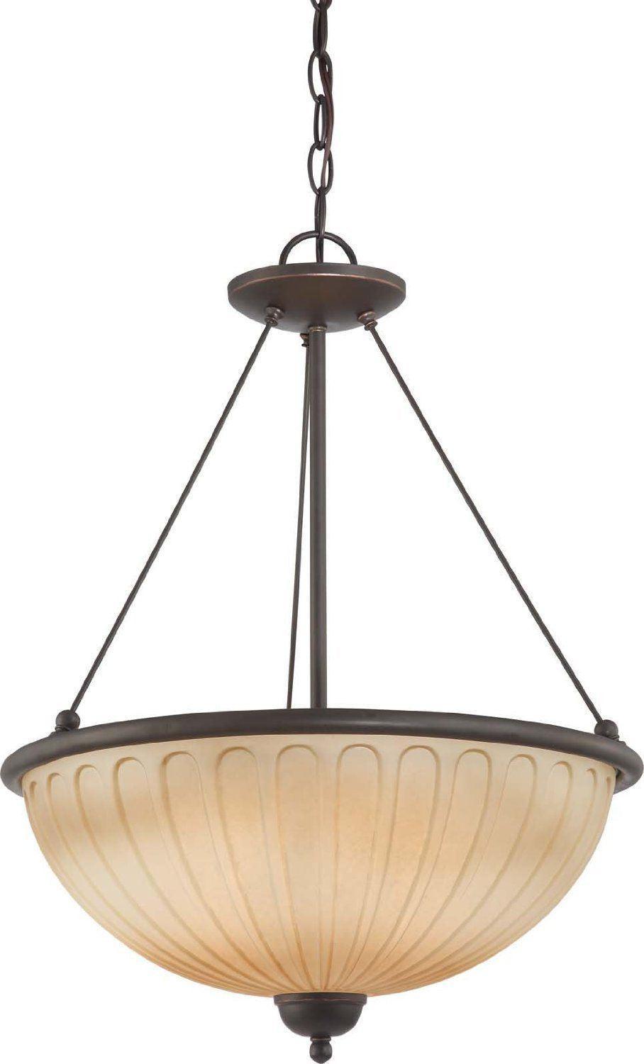 Nuvo Lighting 60-4227 Carousel CollectionThree Light Hanging Pendant Chandelier in Sudbury Bronze Finish